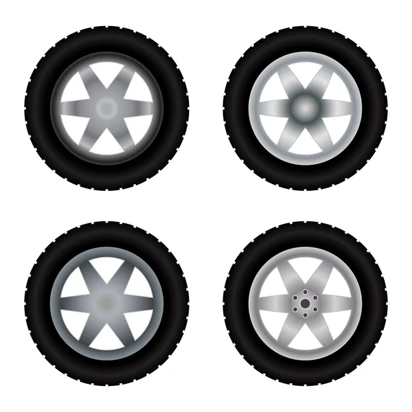 Car wheels different colors — Stock Vector