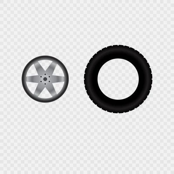 Car wheel and tire track — Stock Vector