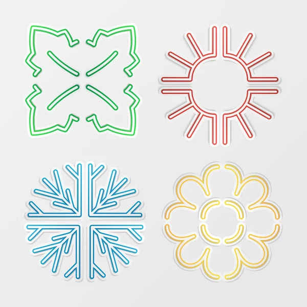 Four seasons symbols full — Stock Vector