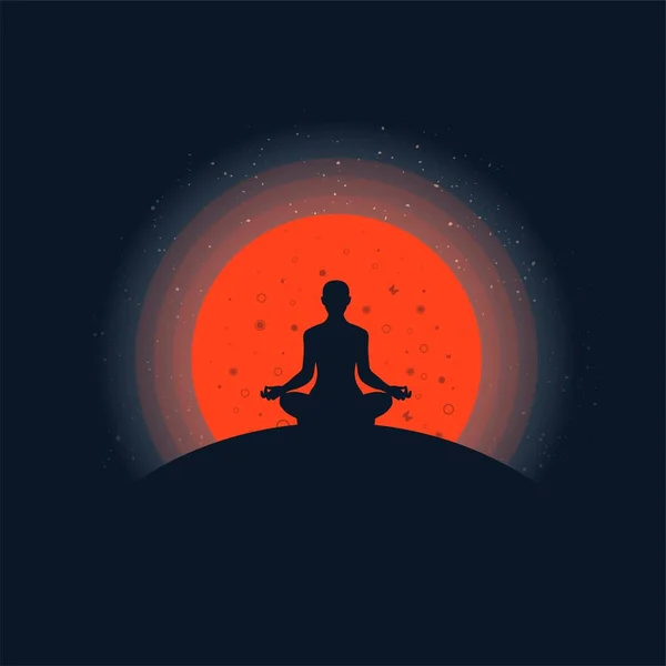 Meditation background with sunset — Stock Vector