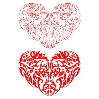 İki kırmızı kalp silueti