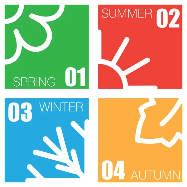 Four nature seasons squares — Stock Vector