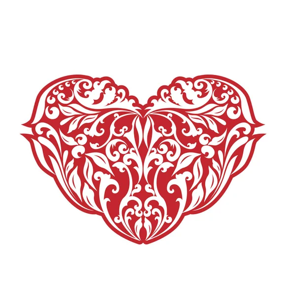 Valentines srdce bílá květinová — Stockový vektor