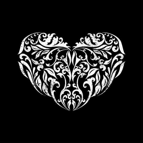 Alla hjärtans hjärtan svarta blommor — Stock vektor