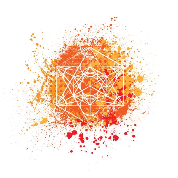 Hexagon grunge latar belakang oranye - Stok Vektor
