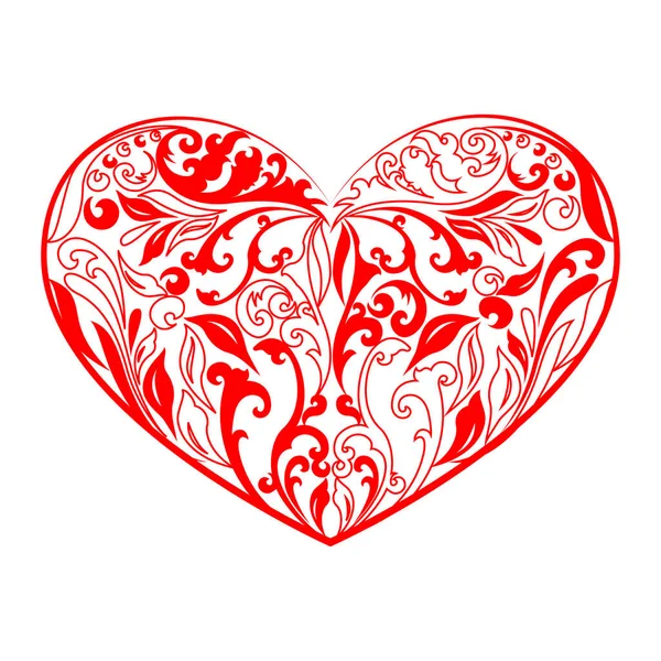 Valentines harten plat en omtrek — Stockvector