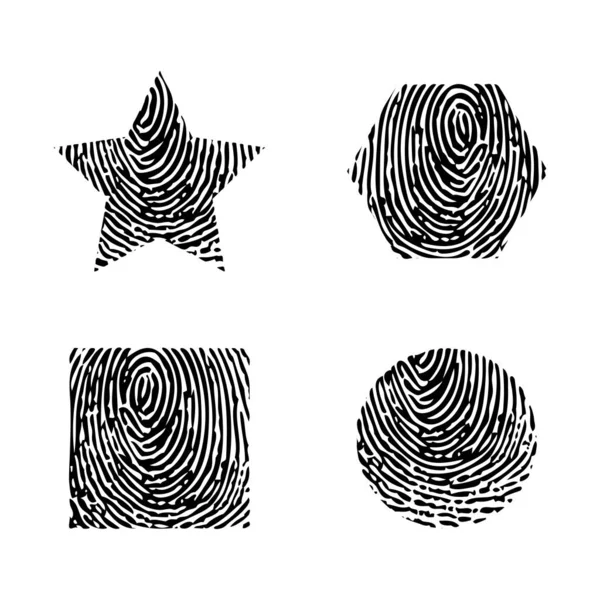 Huella dactilar diferentes formas — Archivo Imágenes Vectoriales