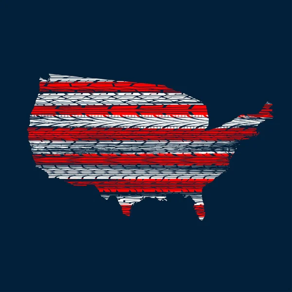 Rote und weiße Linien und USA-Karte — Stockvektor