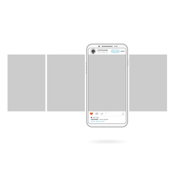 Médias sociaux carrousel post téléphone — Image vectorielle