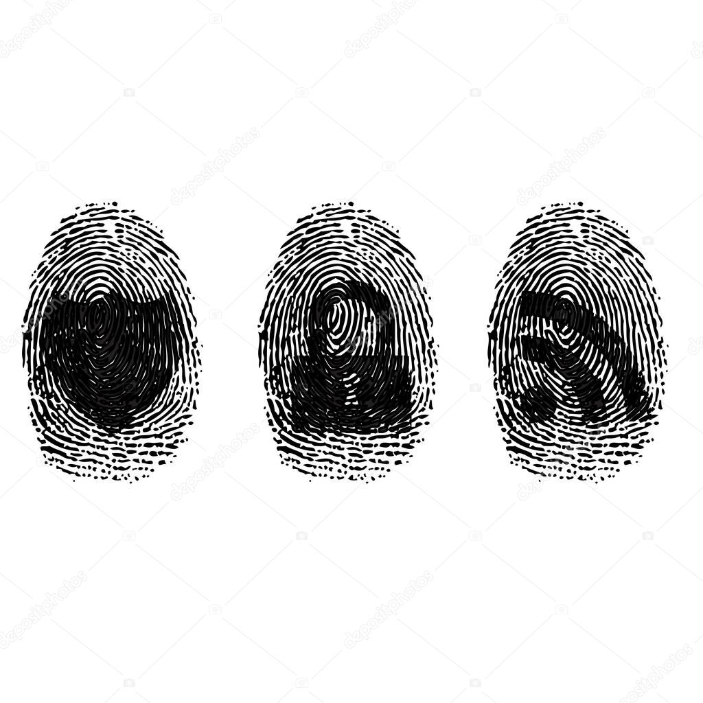 Fingerprint design elements silhouettes