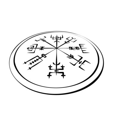 Bakış açısında soyut runik semboller dairesi