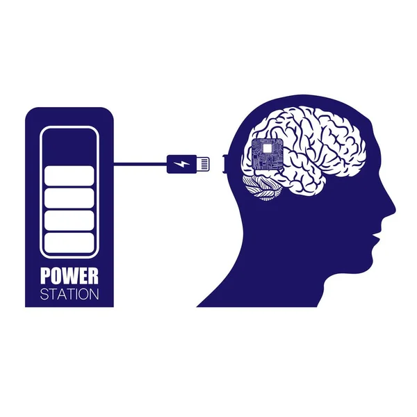 Brain in head charging — Image vectorielle