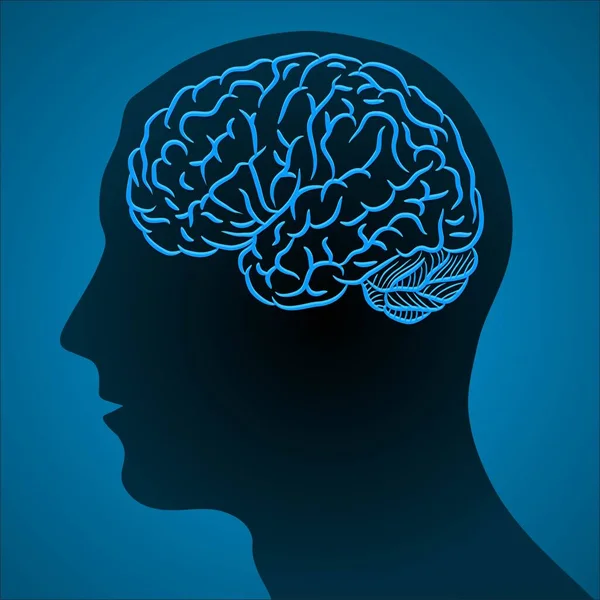 Människans huvud och chip hjärna — Stock vektor