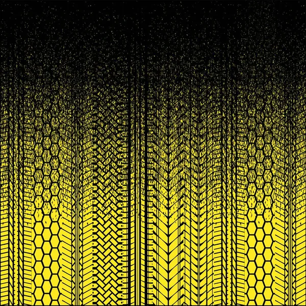 Tire tracks grunge yellow background — Image vectorielle