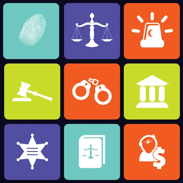 Justice icons square — Stock Vector