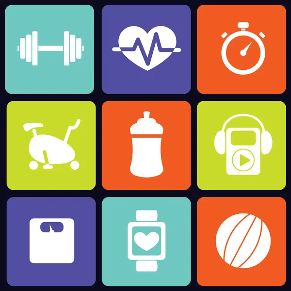 Fitness icons square — Stock Vector