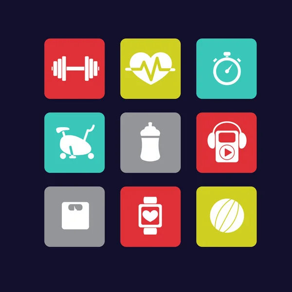 Fitness icons white — Stock Vector