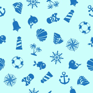 Deniz sembolleri arka plan mavi