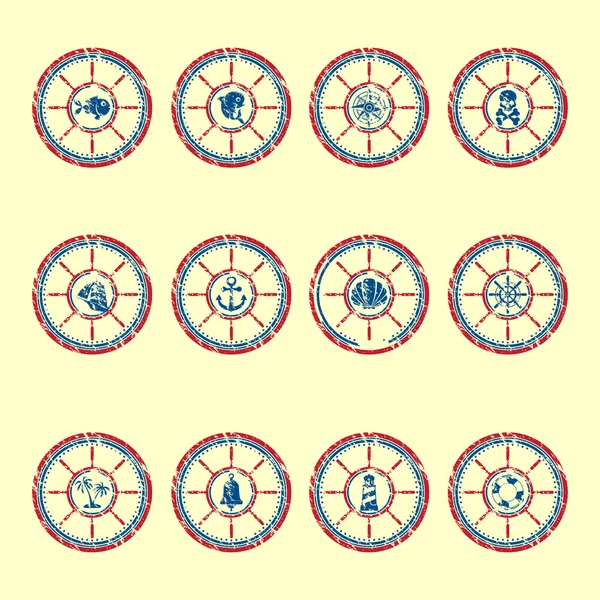 Морська символи гранж — стоковий вектор