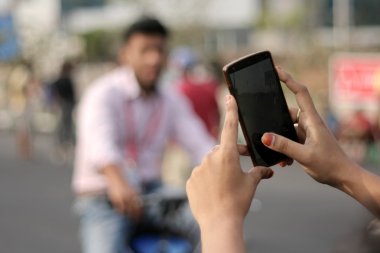 Cep telefonu ile Hintli kız çekim