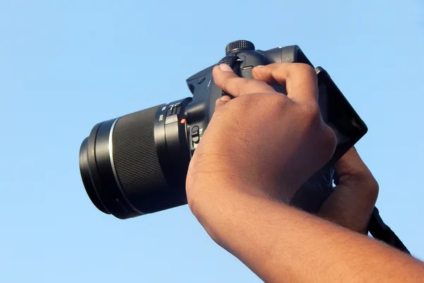 Fotógrafo indiano tira foto de um evento — Fotografia de Stock