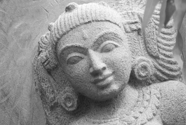 Closeup Ancient Indian Stone Carved Statue Woman Temple — Stock Photo, Image