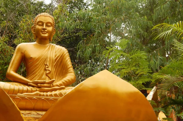 Vista Estatua Buda Sobre Flor Loto Templo — Foto de Stock