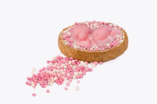 Rusks with pink mice for a girl — Stock Photo, Image