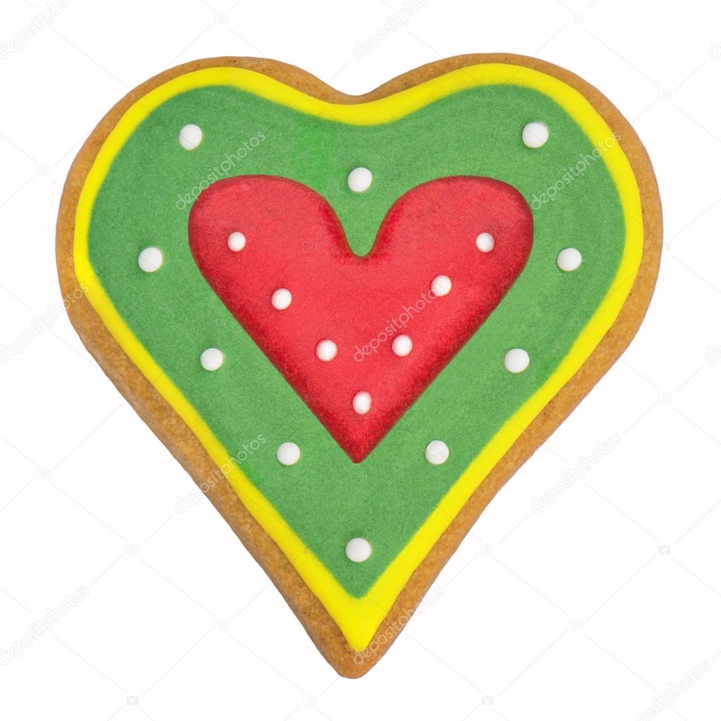 Gingerbread cookie with a red heart
