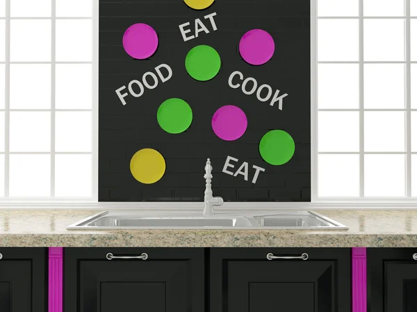 Black kitchen design. — Stock Photo, Image