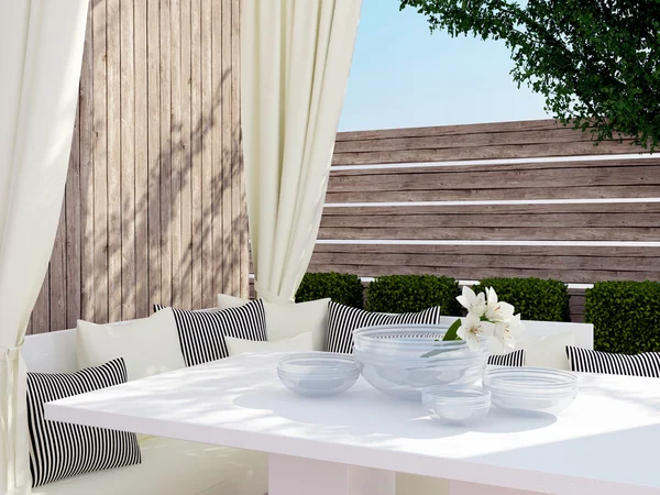 Outdoor patio seating area. — Stock Photo, Image