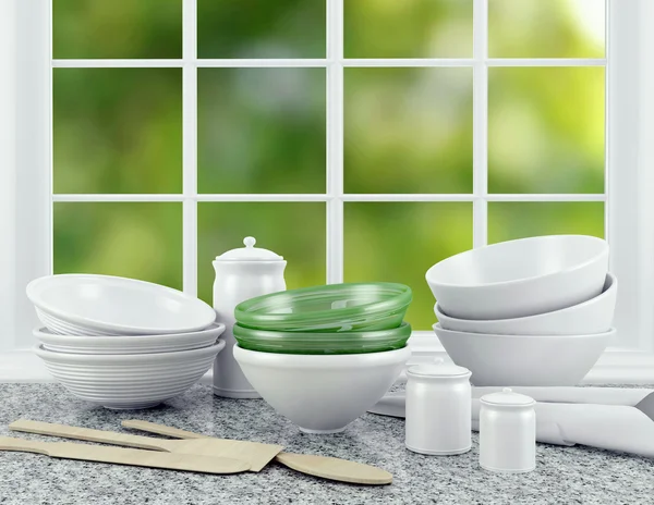 White ceramic kitchenware. — Stock Photo, Image