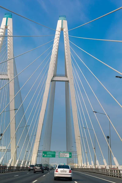 Cable stayed bridge on outskirts of St.Petersburg, Russia