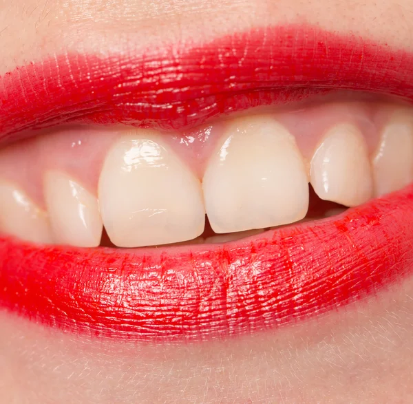 Beautiful lips with red lipstick — Stock Photo, Image