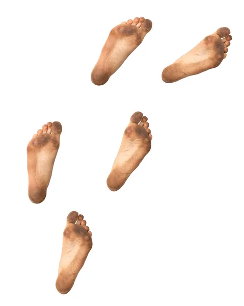 Fußabdrücke auf weißem Hintergrund — Stockfoto