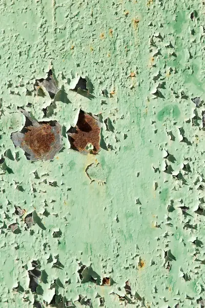 Paslı metal eski arka plan yeşil boyalı — Stok fotoğraf