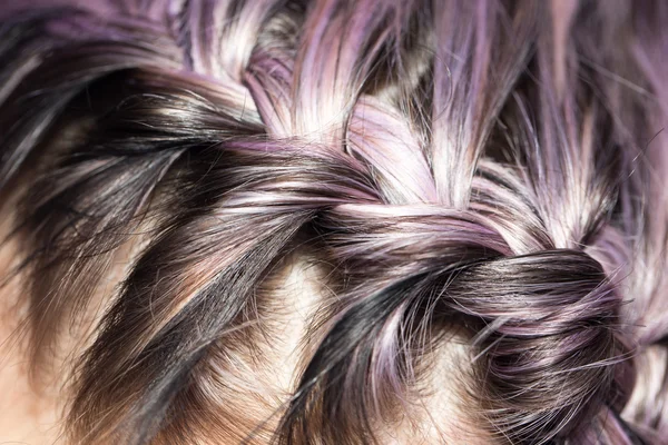 Trança de cabelo roxo — Fotografia de Stock