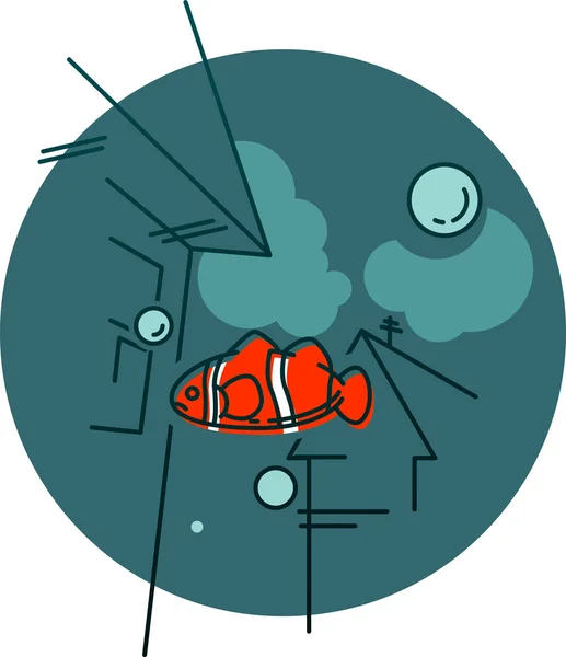 Poissons Logo Vectoriel Dans Une Ville Souterraine Sous Marine Poisson — Image vectorielle