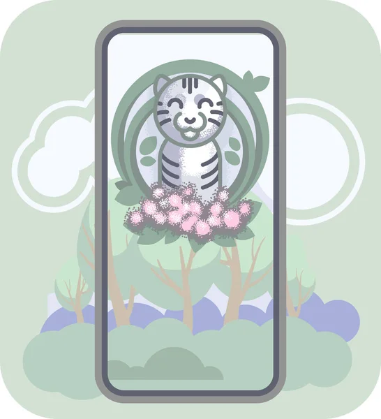 Simple Design Tiger Forest Background Mobile App White Tiger Sitting — Stock Vector