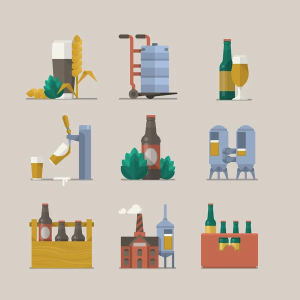 Elementi di birra e icone — Vettoriale Stock