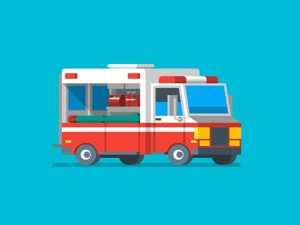 Ambulance van montrant l'intérieur — Image vectorielle