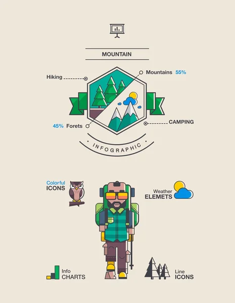 .带有山地标签的徒步旅行背景 — 图库矢量图片