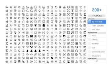 Set 300 artı piksel mükemmel web simgeler