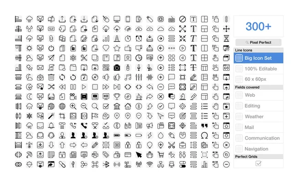 Conjunto de más de 300 píxeles iconos web perfectos — Archivo Imágenes Vectoriales