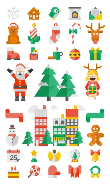 Elementos de Natal estilo plano — Vetor de Stock