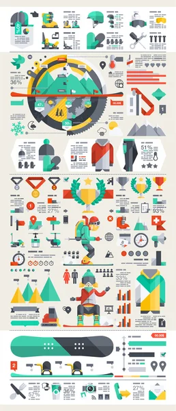 Snowboard ve Kayak Infographic arka plan