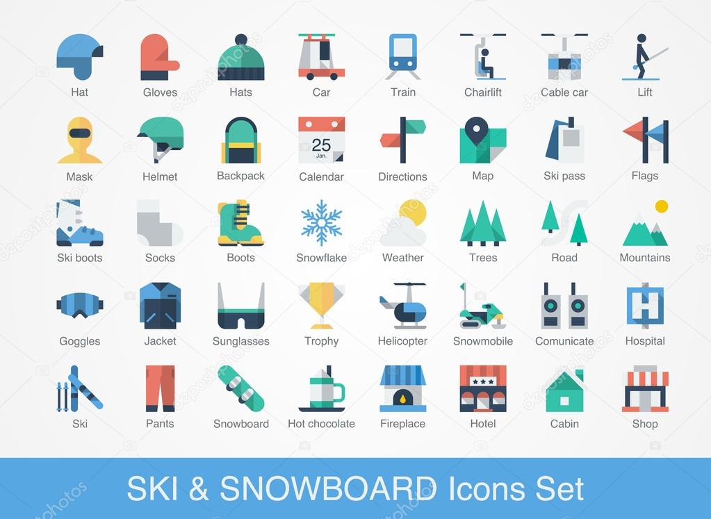 Ski and snowboard icons