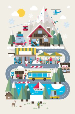 Düz stil Kayak ve snowboard başvurmak