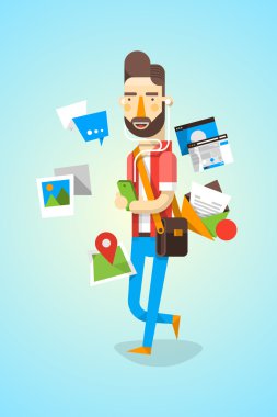 Hipster karakter iletişim unsurları ile