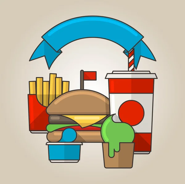 Comida rápida poco saludable — Vector de stock